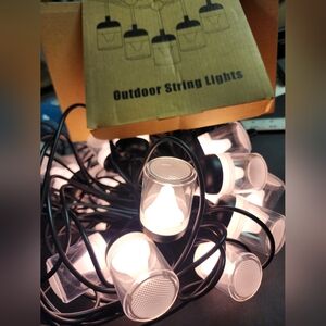 Outdoor String Lights with Black Accents 15 bulb 50 ft Length 8 Modes New 631